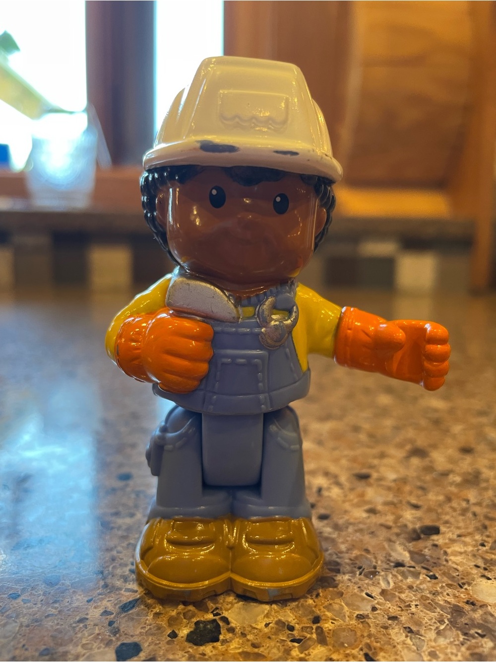 Fisher-Price Poseable Little  People Construction Worker Figure - Yellow, Orange